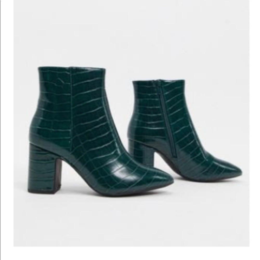 Green Faux Croc Booties